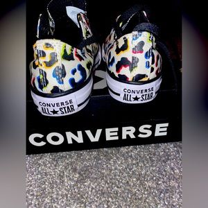 Ladies multi color leopard converse